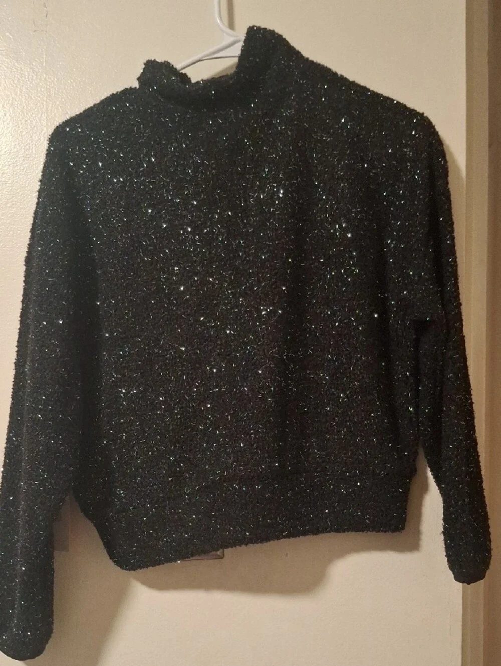 Justice Black Glitter Quarter-Zip Pullover